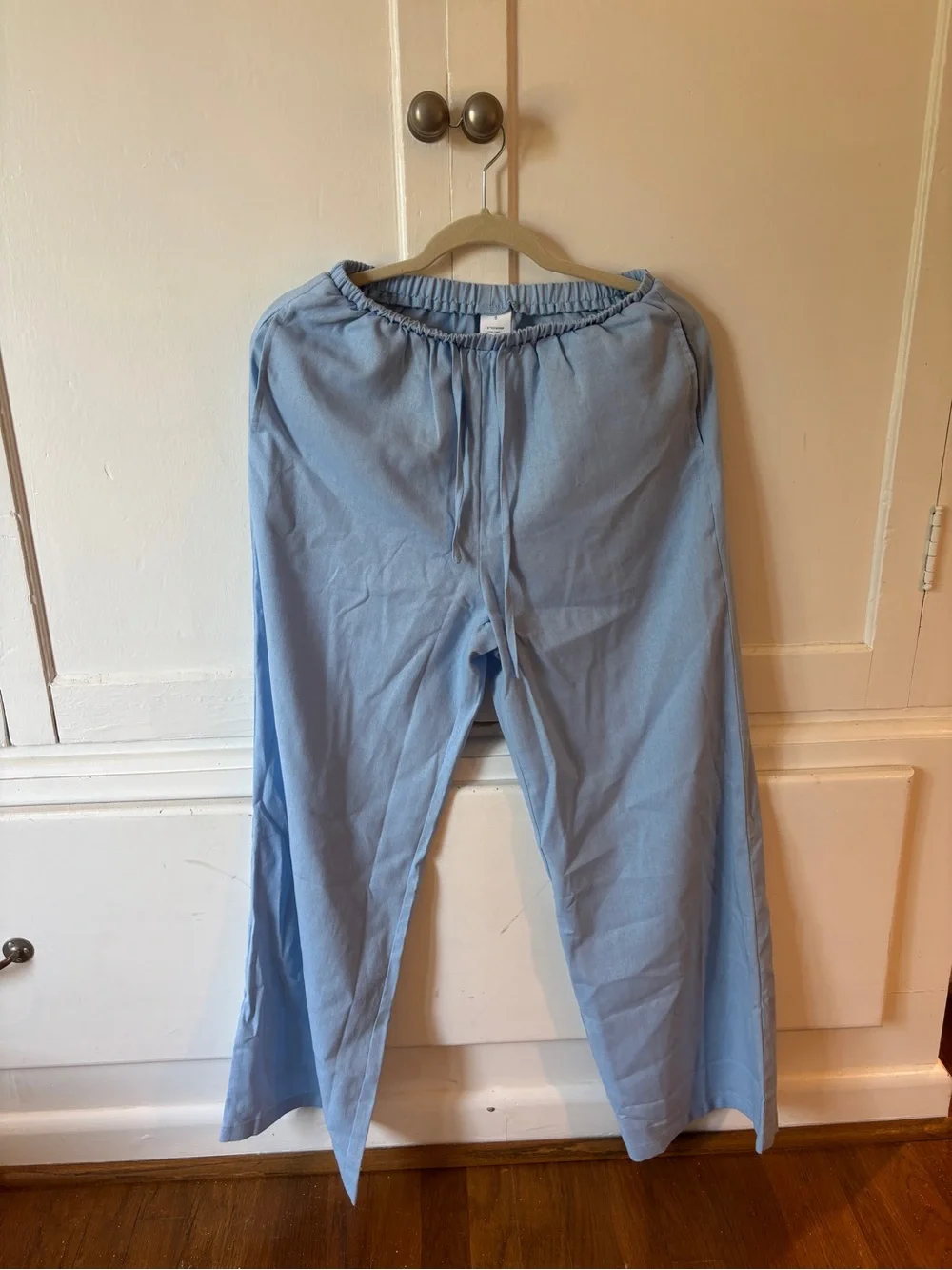 Light Blue Women’s Drawstring Linen Lounge Pants